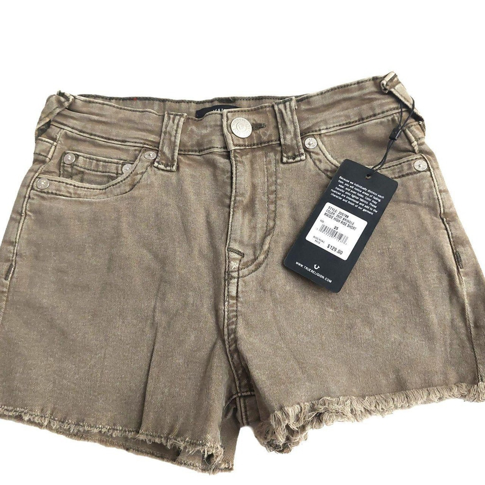 True Religion Brand Jeans Maisie High Rise Shorts Brindle Sz 26 NWT